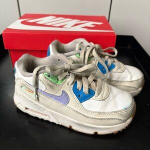 Nike Air Max Kids' 10c White Sneakers with Blue and Purple Accents